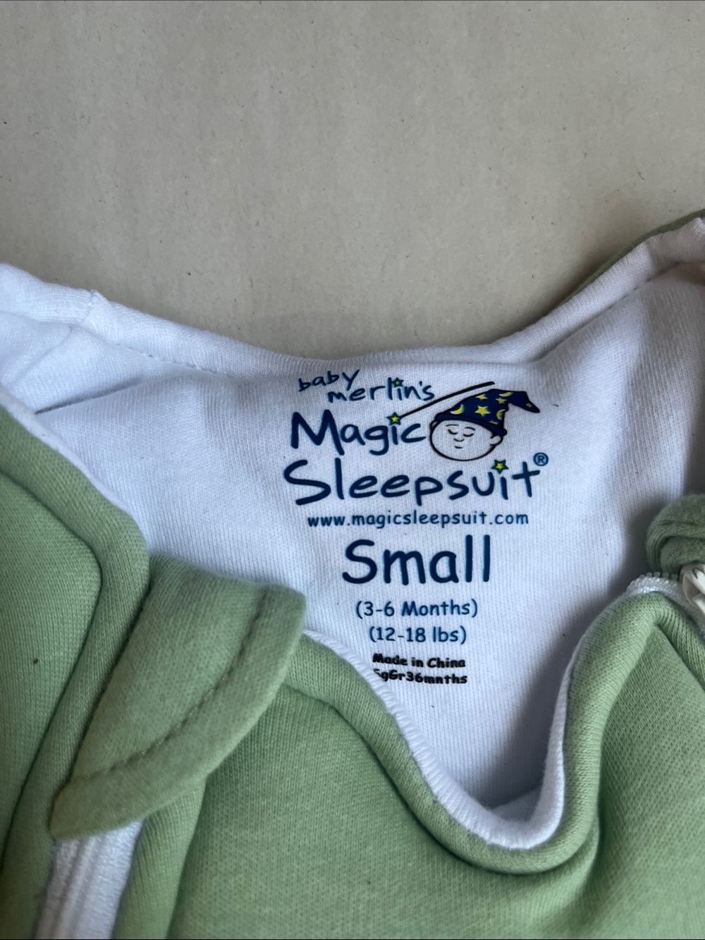 Baby Merlin’s Magic Sleepsuit One-Piece in Light Green - Small - Picture 3 of 8